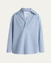 Bottega Veneta Oversized Striped Cotton-blend Shirt In Midniteblk