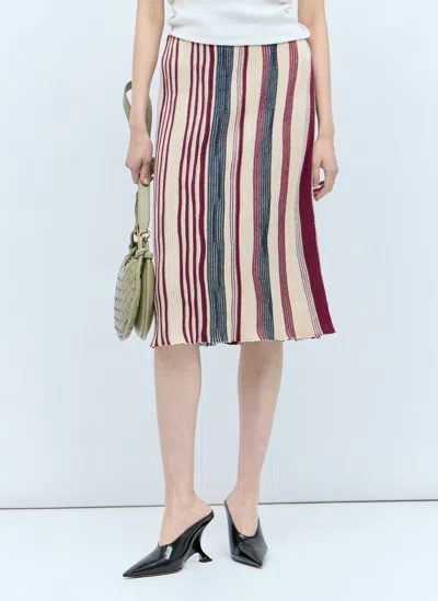 Bottega Veneta Stripe Knit Midi Skirt In Multicolour