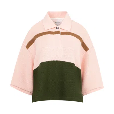 Pre-owned Bottega Veneta Stripe Piqué Polo Shirt 'camelia/camo/jute' | Pink | Women's Size M