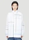 Bottega Veneta Womens White Blue Green Tau Checked Dropped-shoulder Relaxed-fit Cotton Shirt In White