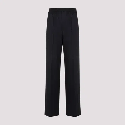 Bottega Veneta Women Midnight Blue Wool Wide-leg Pant In Black