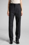 Bottega Veneta Stripe Wool Twill Straight Leg Pants In 1292 Black/dark Blue