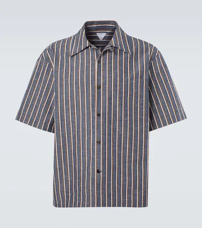 Bottega Veneta Striped Bowling Shirt In Blue