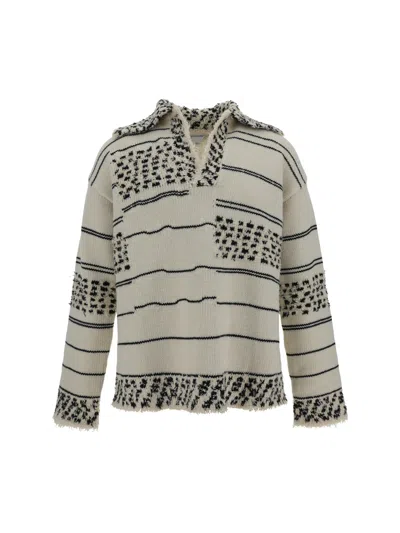 Bottega Veneta Striped Chunky-knit Jumper In Nude
