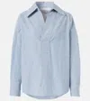 Bottega Veneta Oversized Striped Cotton-blend Shirt In Blue