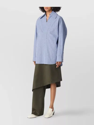 Bottega Veneta Striped Cotton And Linen Shirt In Blue