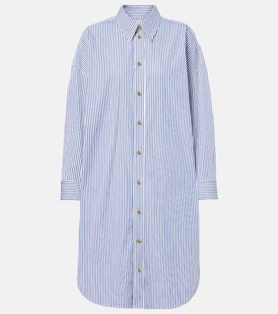 Bottega Veneta Striped Cotton Poplin Shirt In Blue
