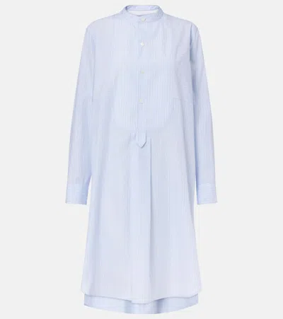 Bottega Veneta Striped Cotton Poplin Shirt Dress In Blue