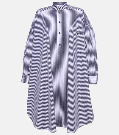 Bottega Veneta Striped Cotton Poplin Shirt Dress In Blue