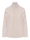 Bottega Veneta Striped Cotton Poplin Shirt In Nude