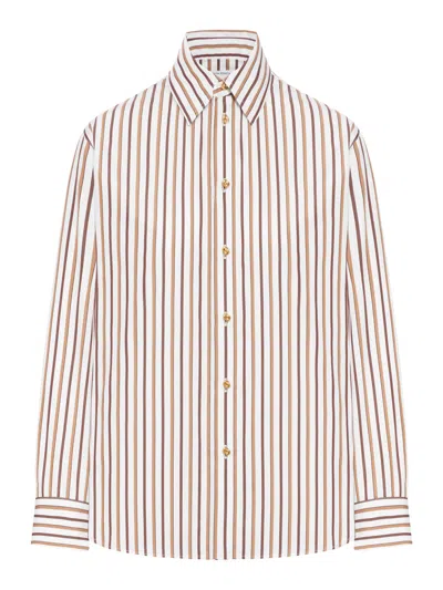 Bottega Veneta Striped Cotton Poplin Shirt In Nude