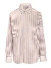 Bottega Veneta Knot-button Striped Cotton Button-down Shirt In Multi