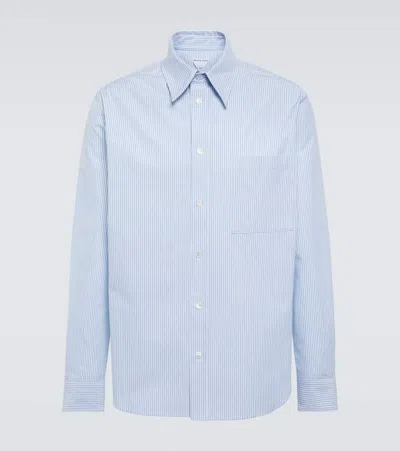 Bottega Veneta Striped Cotton Shirt In Pale Blue/white