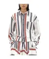 Bottega Veneta Degrade Striped Elasticated-waist Button-down Shirt In White