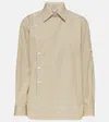 Bottega Veneta Asymmetric Striped Cotton-poplin Shirt In Yellow