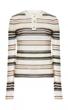 Bottega Veneta Striped Cotton Sweater In Ivory