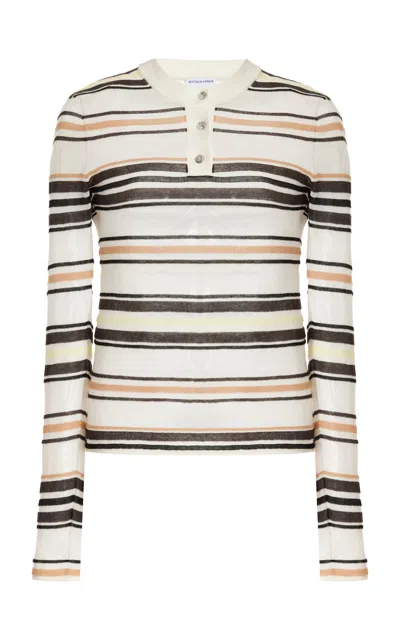 Bottega Veneta Striped Cotton Sweater In Ivory