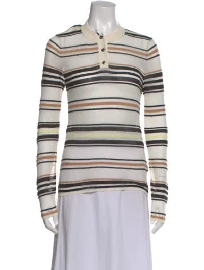 Pre-owned Bottega Veneta Striped Crew Neck Polo W/ Tags In White