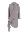 Bottega Veneta Striped Chemisier Dress With Knot Detail In Gray