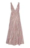 Bottega Veneta Striped Habotai Silk Gown In Multi