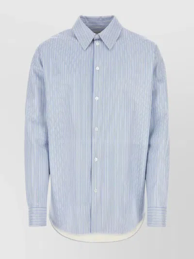 BOTTEGA VENETA STRIPED LEATHER SHIRT CUFFED SLEEVES