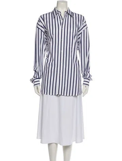 Pre-owned Bottega Veneta Striped Long Sleeve Button-up Top In Multi