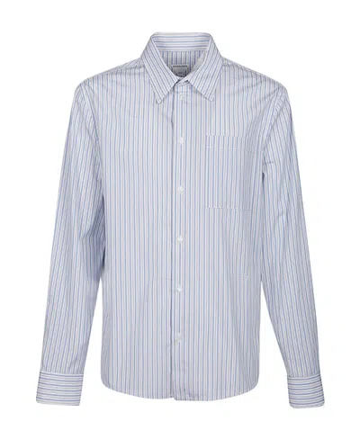Bottega Veneta Striped Long-sleeve Shirt In Blue