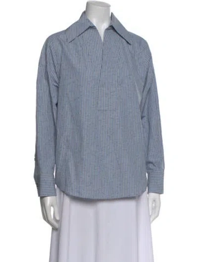 Pre-owned Bottega Veneta Striped Long Sleeve Top W/ Tags In Blue