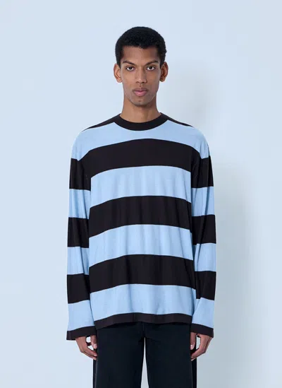 Bottega Veneta Striped Long Sleeve T-shirt In Blue