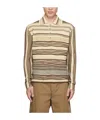 Bottega Veneta Striped Long-sleeved Polo Shirt In Nude