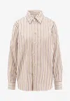 Bottega Veneta Knot-button Striped Cotton Button-down Shirt In Neutral