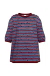 Bottega Veneta Striped Pattern Crewneck T-shirt In Matisse/poppy/black