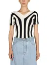 Bottega Veneta Black And White Linen Top In Multi