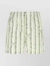Bottega Veneta Green Shorts With All-over Divers Print In Polyamide Man In Green