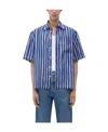 Bottega Veneta Striped Printed Short-sleeved Shirt In Blue