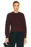 Bottega Veneta Striped Rib Knit Sweater In Merlot & Midnight Blue
