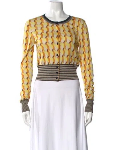 Pre-owned Bottega Veneta Striped Scoop Neck Sweater In Yellow