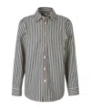 Bottega Veneta Regular Fit Engineer Stripe Cotton Drill Button-up Shirt In Black