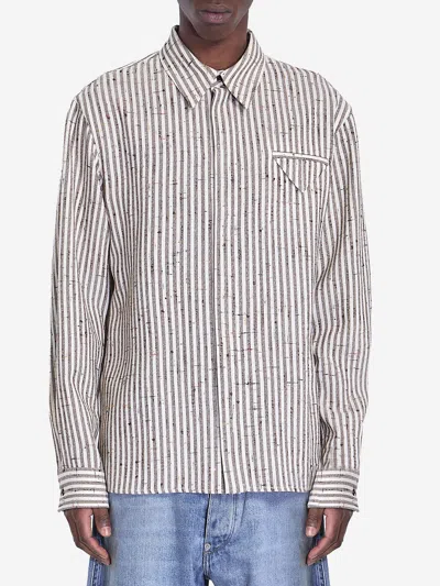 Bottega Veneta Striped Shirt In Cream