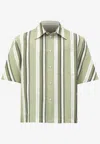 Bottega Veneta Striped Short-sleeved Shirt In Green