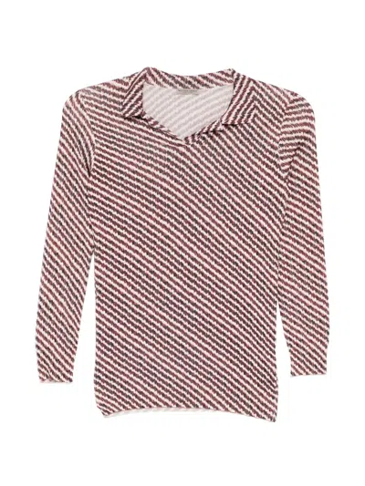 Pre-owned Bottega Veneta Striped Silk Polo Top In Black