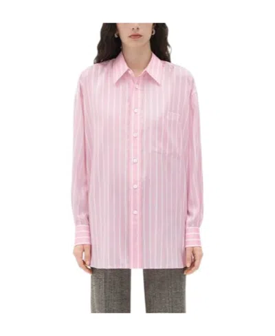 Bottega Veneta Striped Silk Shirt In Pink
