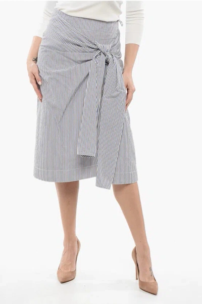 Bottega Veneta Striped Skirt With Knot Detail In Gray