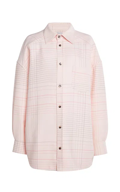 Bottega Veneta Striped Stretch-crepe Shirt In Pink