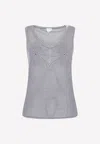 Bottega Veneta Women Embroidered Viscose Tank Top In Navy