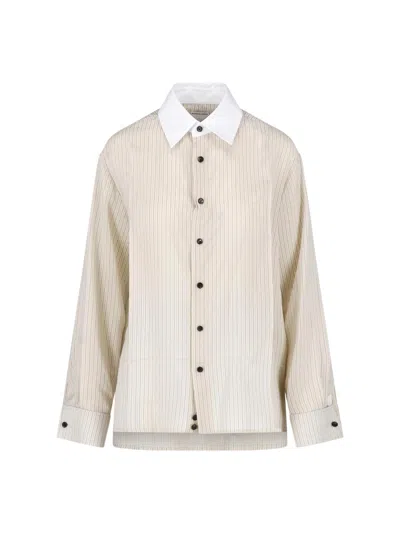Bottega Veneta Striped Viscose Shirt In Neutral