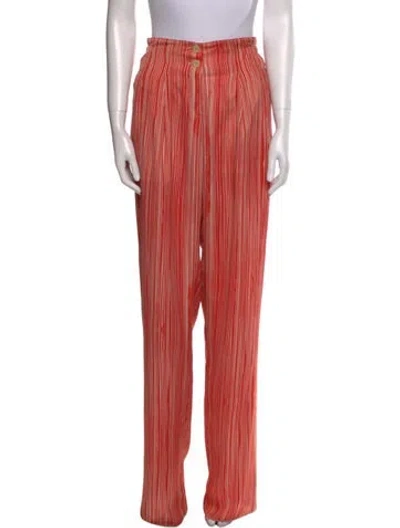 Pre-owned Bottega Veneta Striped Wide Leg Pants In Red