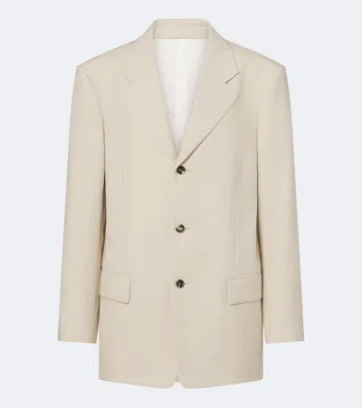 Bottega Veneta Striped Wool And Cotton Blazer In Sand
