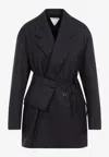 Bottega Veneta Wool Jacket With Belt In Black