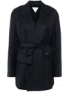 Bottega Veneta Striped Wool Blazer In Blau